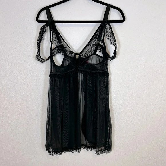 Sexy 2 Piece Babydoll Set / Lace & Mesh Open Cups Off The Shoulder Detail 1X/2X - Picture 1 of 10